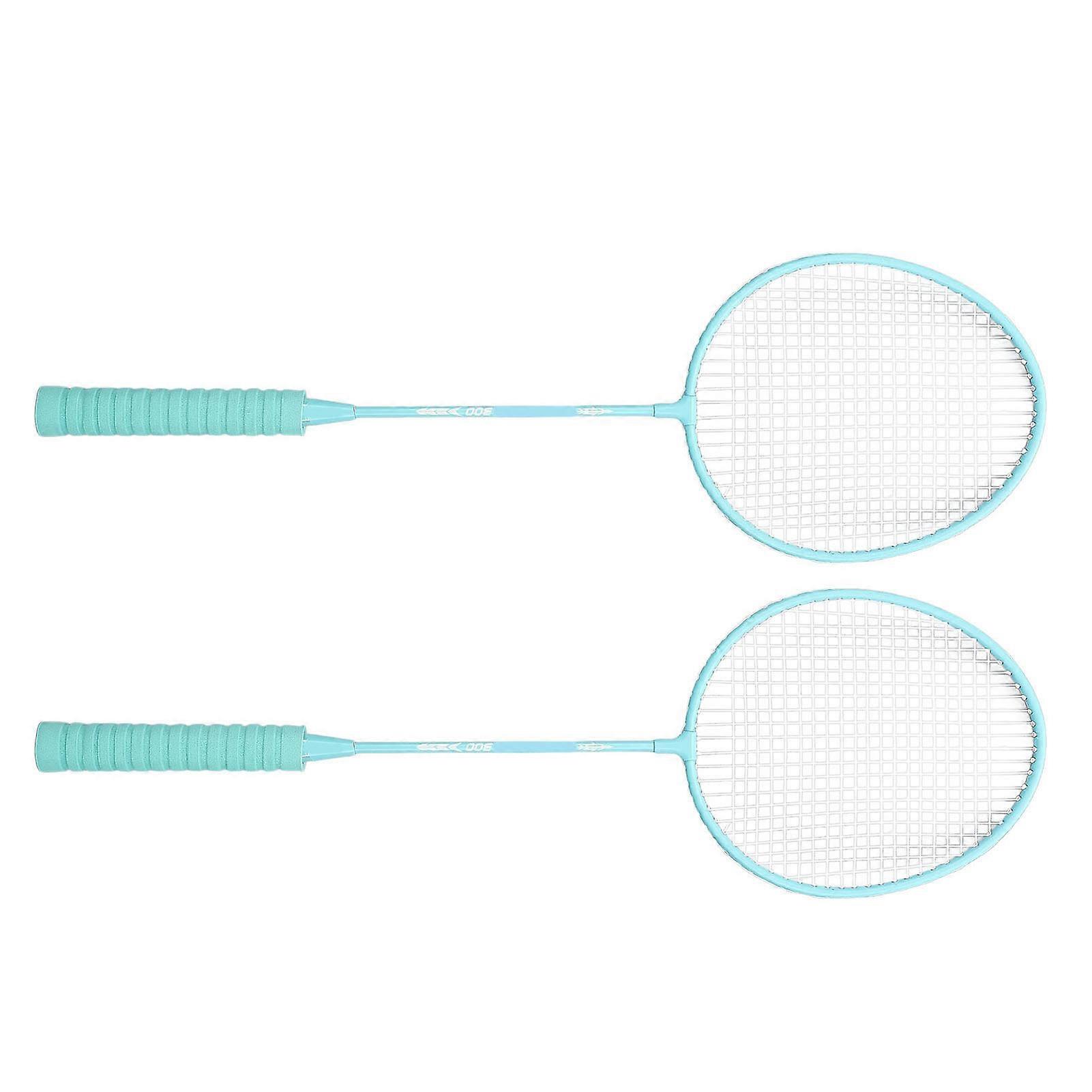 2 Player Badminton Set Lightweight Iron Alloy Mint Green with Bag