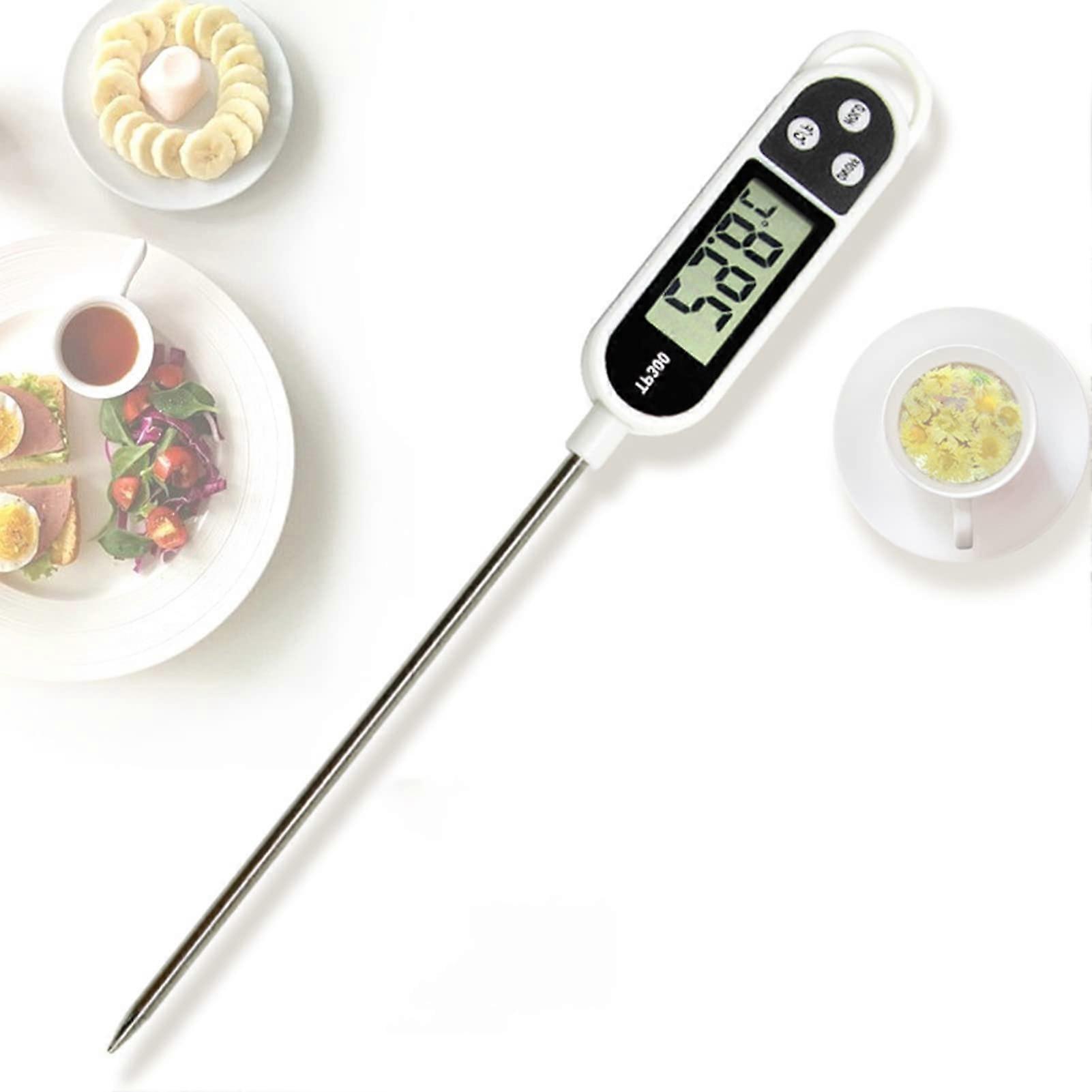 Digital Meat Thermometer, Instant Read Thermometer For Air Fryers Cooking, 15cm Temperature Probe, Auto-Off, White/Black