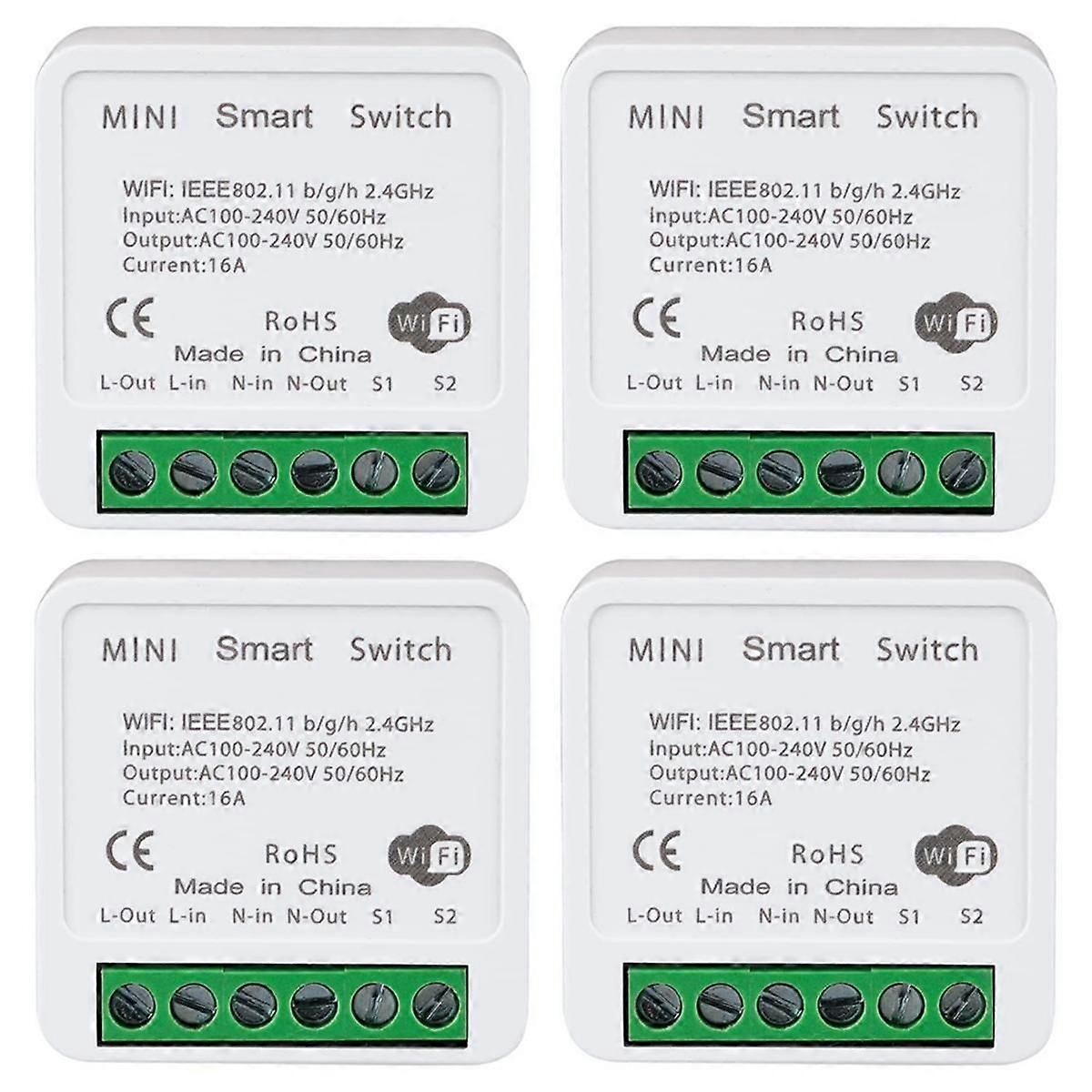 4PCS WiFi Smart Switch Light Switch, APP Remote Control, Voice Control, DIY Mode, Timer Function, L