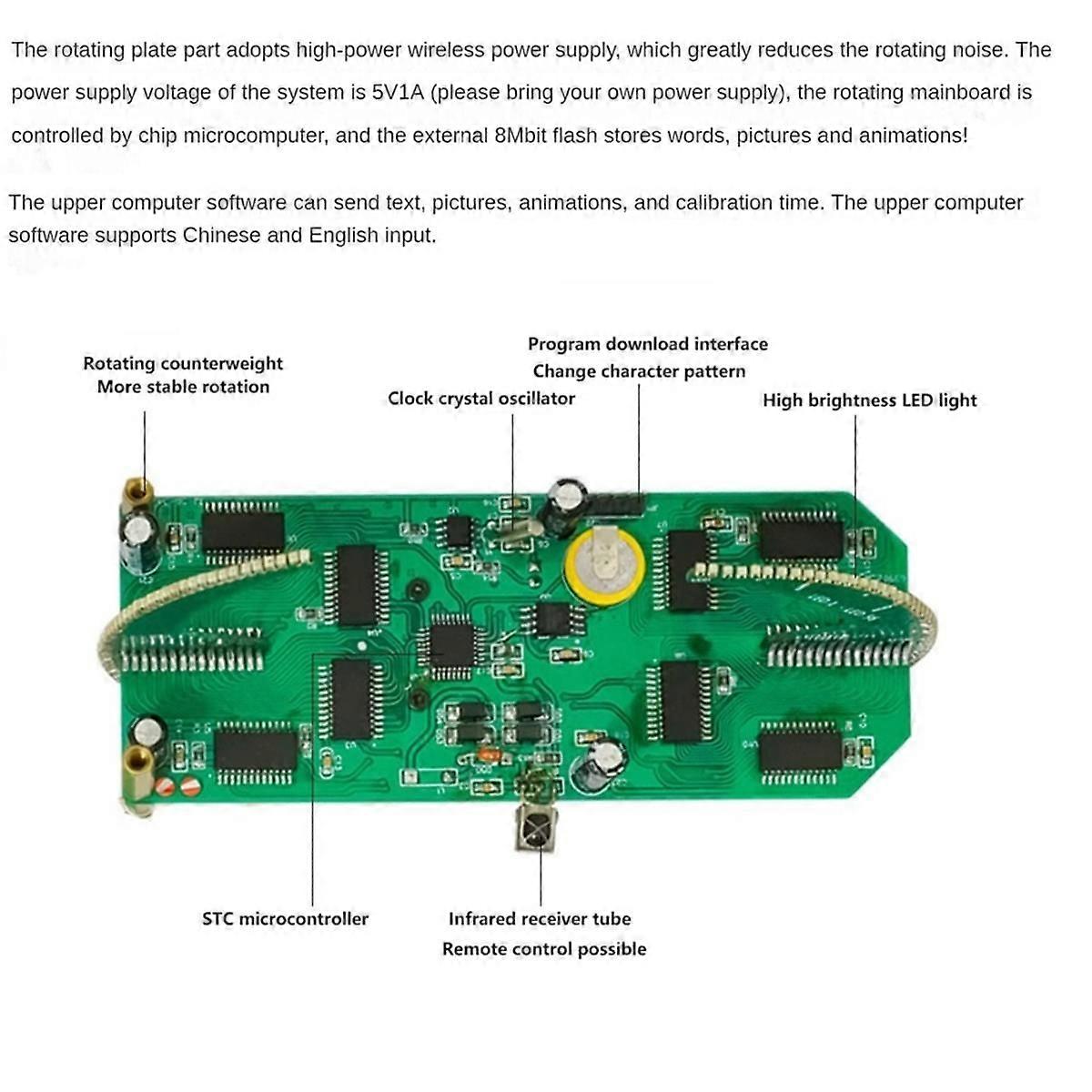 Dual Axis Spherical Rotating LED Kit Color Clock Display Remote Control Microcontroller DIY Electro