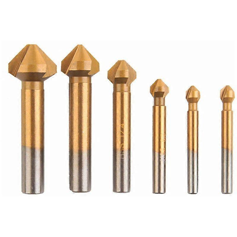 طقم من 6 سكاكين مشطفة ثلاثية الحواف مطحونة بالكامل 90 درجة (ذهبي)