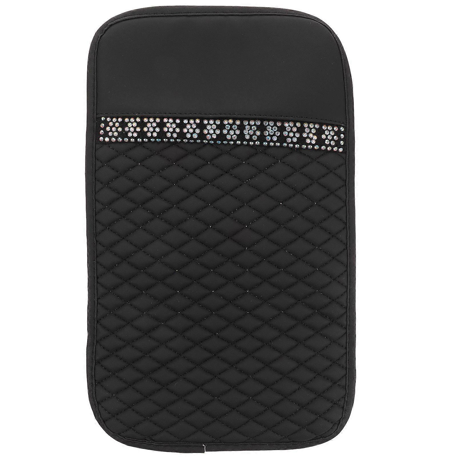 Automotive Armrest Pad With Non-slip Function For Vehicle Use Black PU Protector 1Pack