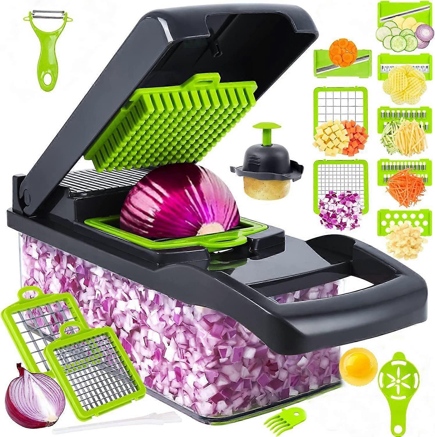 Vegetable Chopper, Onion Chopper, Slicer, 14 in 1 Food Chopper Slicer Dicing Machine Cutter Veggie Chopper with 8 Blades Potato Carrot Garlic Chopper