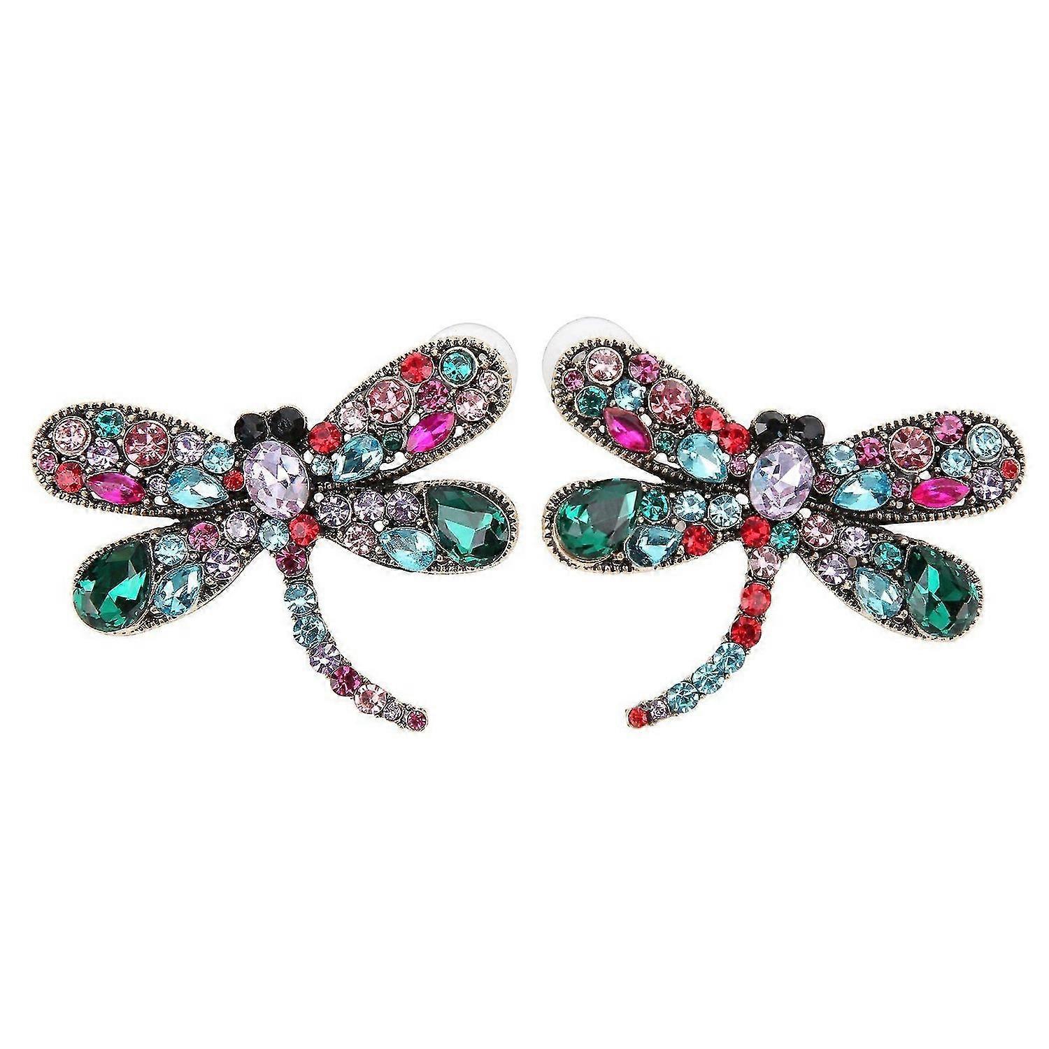2025 Latest Model 1 Pair Earrings Dragonfly Pattern Diamond Alloy Material