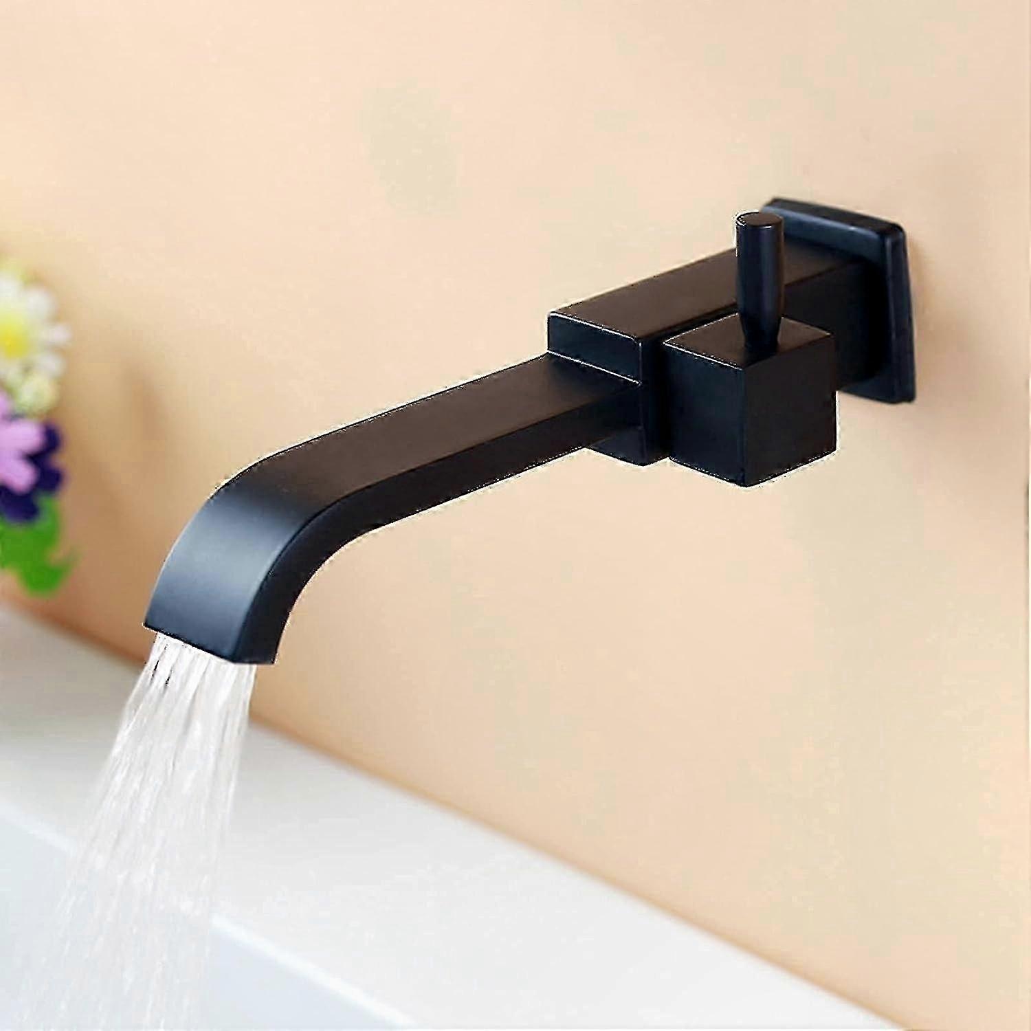 Single Handle Wall-Mounted Tap with Wide Spout for Kitchen or Bathroom Use G1/2 Connection Concealed Design Copper Finish