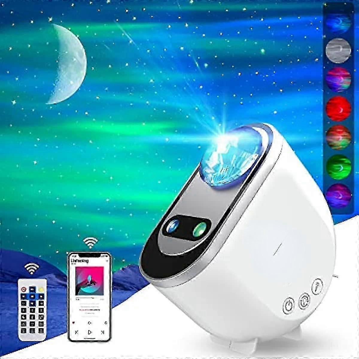 Hvězdný projektor polární záře, projektory Aurora Galaxy Star Projector 6 Bílý šum Hvězdná obloha Měsíc Lampa