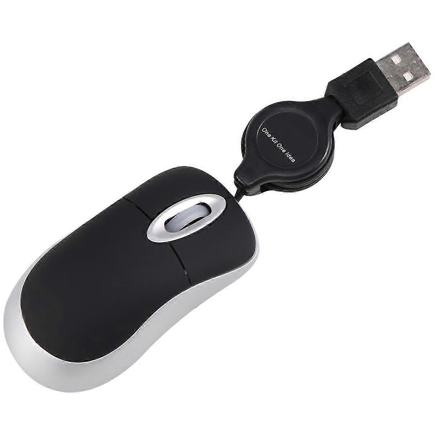 USB Wired Mouse Cable Tiny Small Mouse for 98(Black)