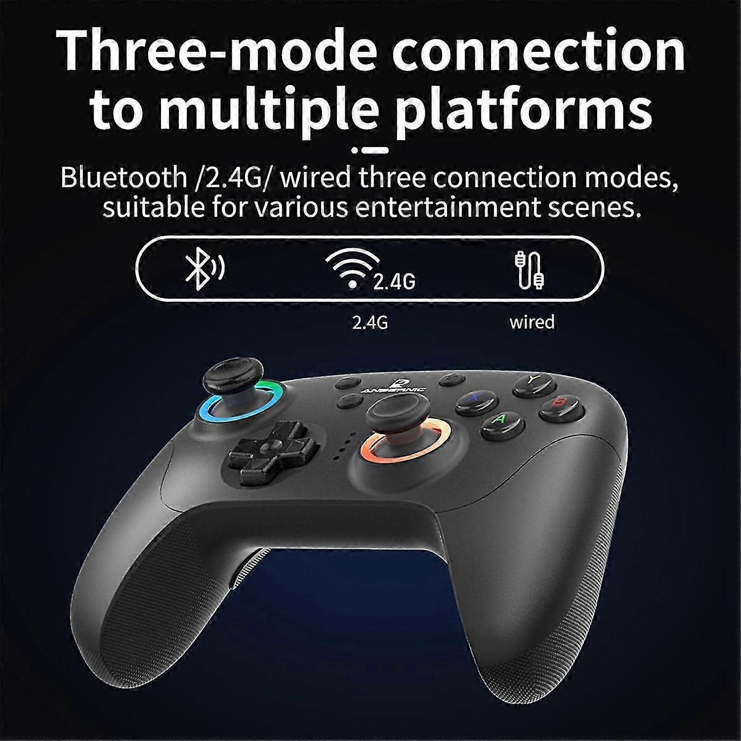 RGP01 Gamepad Wireless Bluetooth Game Controller RGB Hall Effect Joystick for PC Android IOS Steam Black