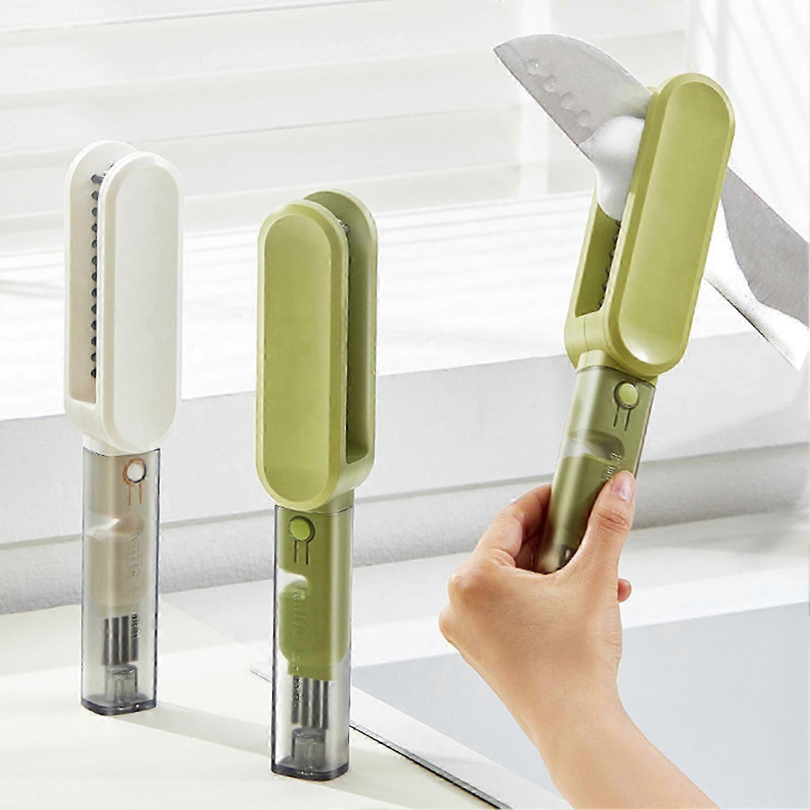 Multifunctional Knives Cleaner Multifunctional Double Sided Cleaning Tool with Knive Sharpener for Cutlery Cleaning