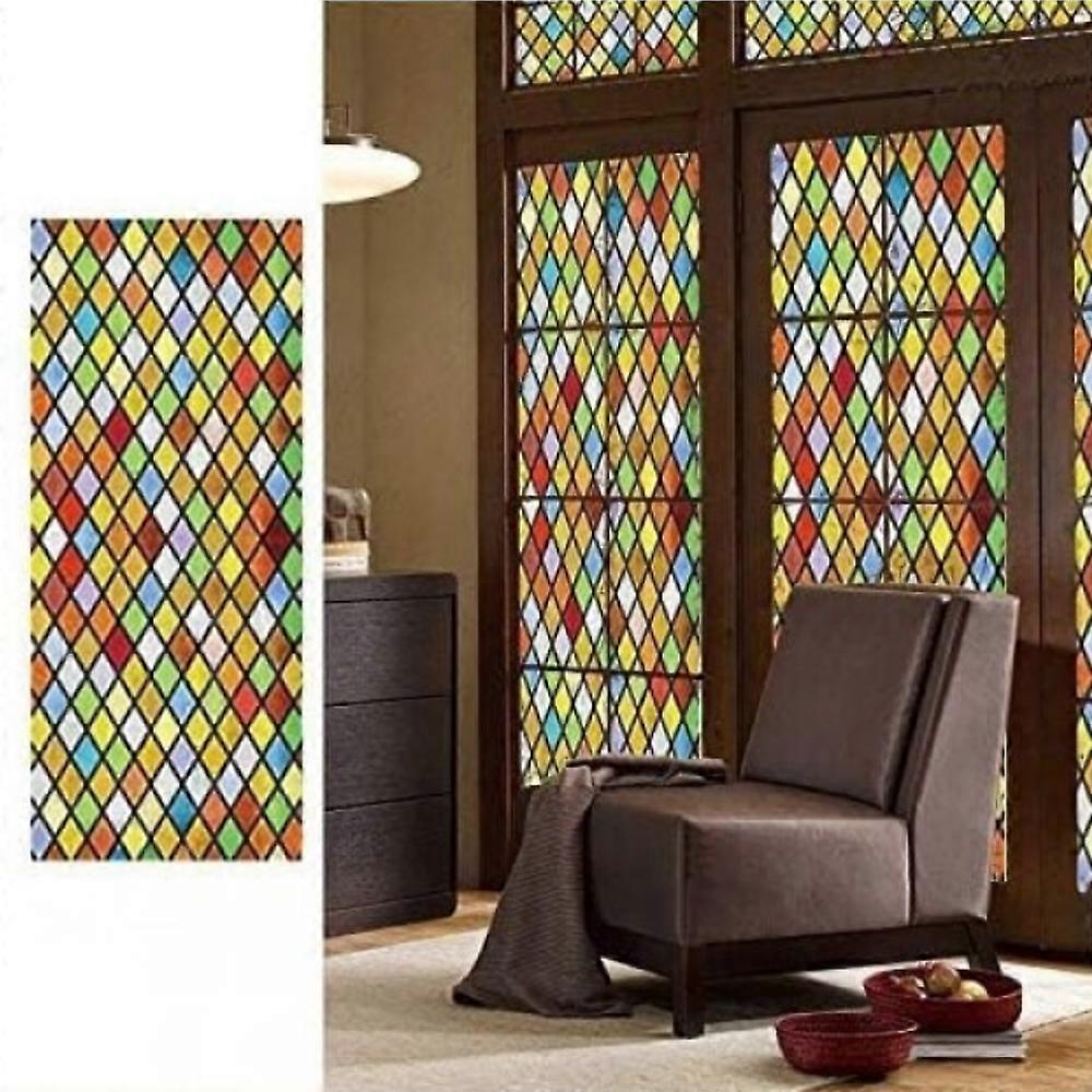 Decorative Window Film – Self-adhesive, no glue required, vintage floral pattern, 45x100 cm, for home and office