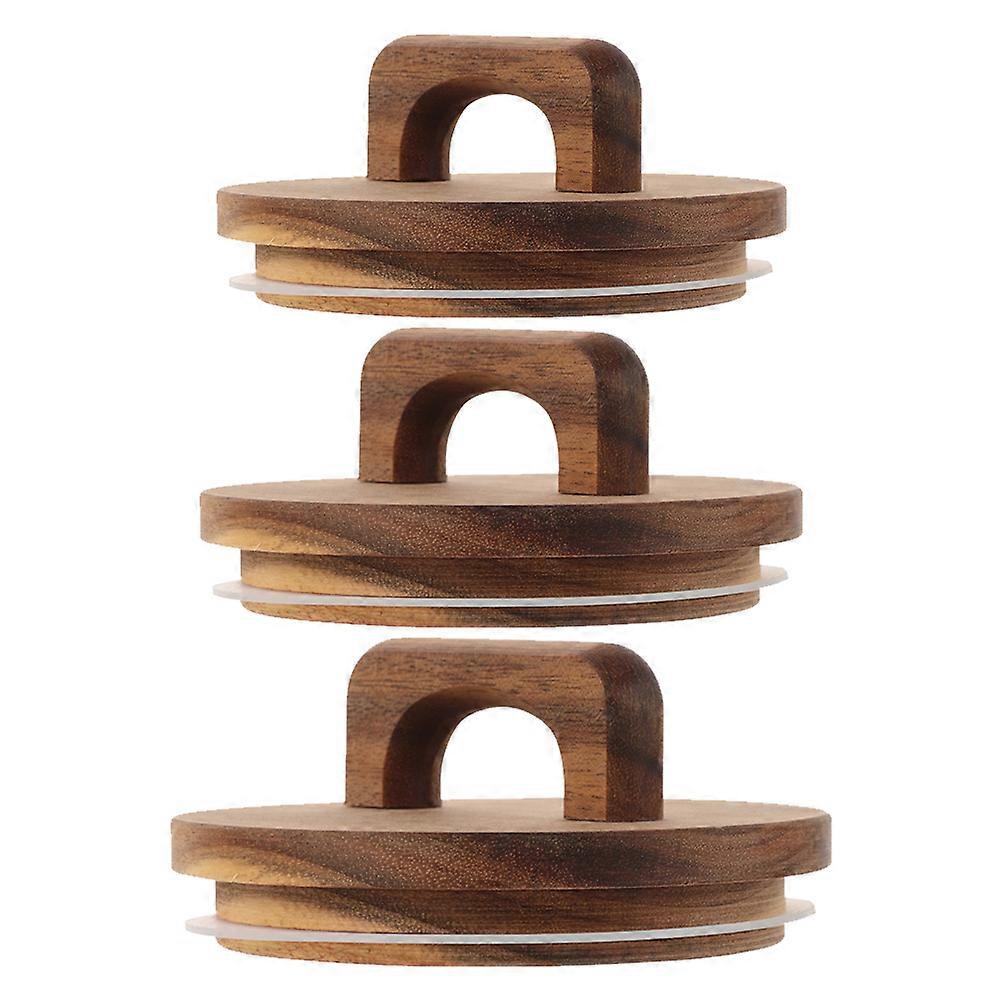 Leakproof Glass Jar Lids Airtight Wooden Lid with Handle 15Pcs