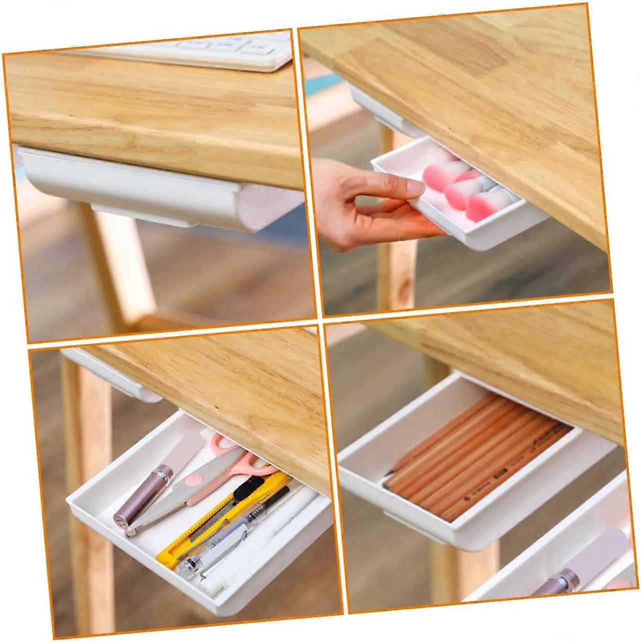 Under Desk Drawer Organizer 2Pcs SelfAdhesive Hidden Storage Box PP Material Large Capacity Desktop Home Cosmetics