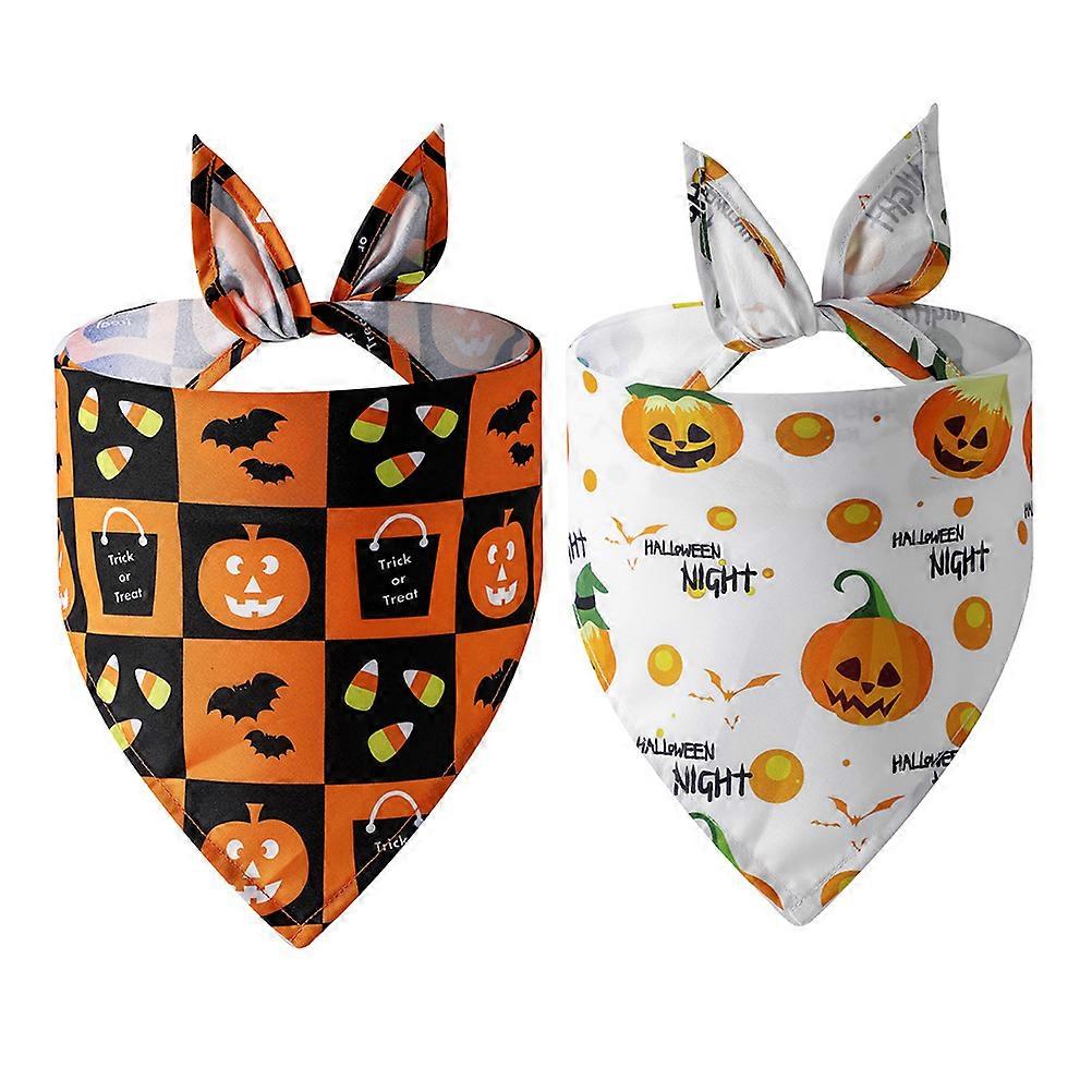 Dog Bandanas Halloween Pet Bibs for Pets Assorted Color Polyester Protect from Drooling 2Pcs