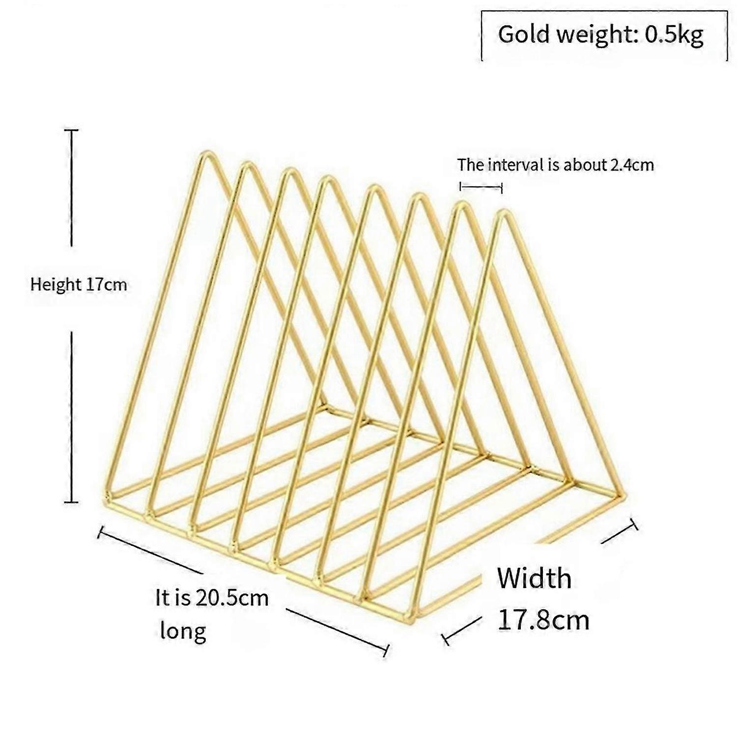 Desktop Triangular Book Stand Iron Storage Rack, Gold Desktop Bookshelf Organizer, Desktop Bookcase