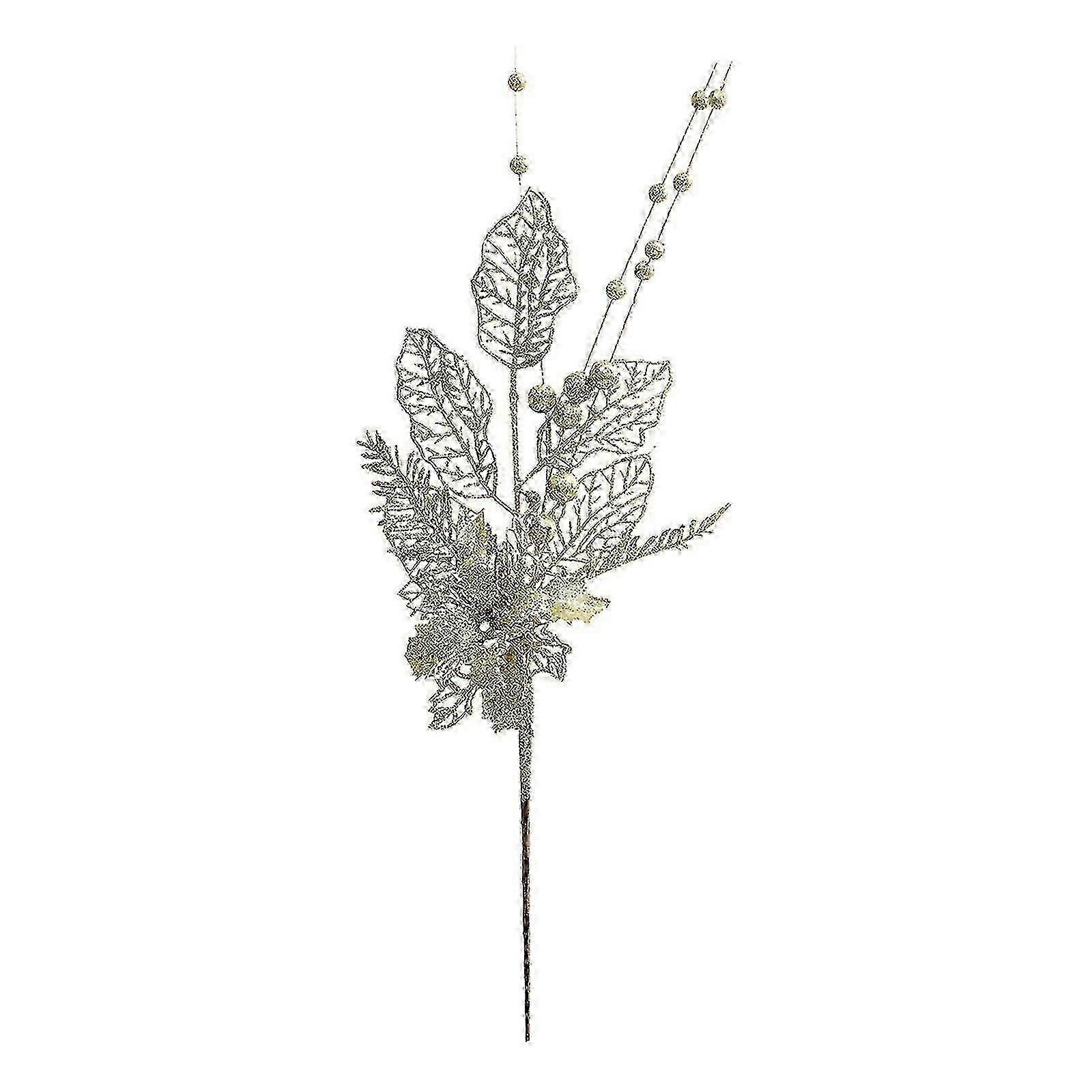 Christmas decoration gold powder flower lily decoration tree branch - gold 42cm
