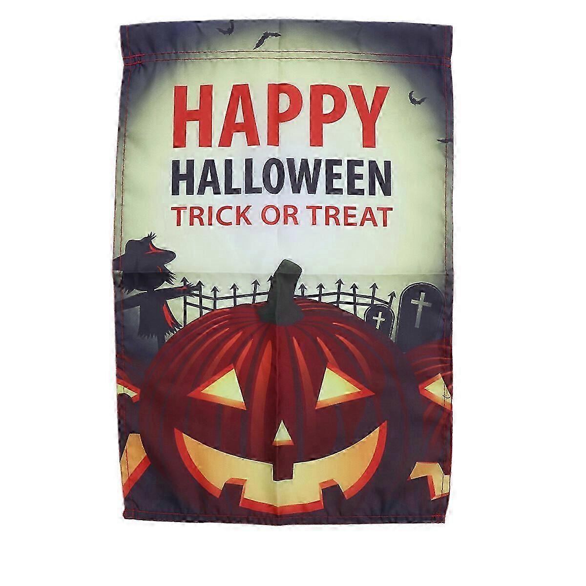 1PC Halloween Garden Flag Polyester Horrible Pumpkin Tombstone Scarecrow Decorative House Banner Flags for Holiday Party