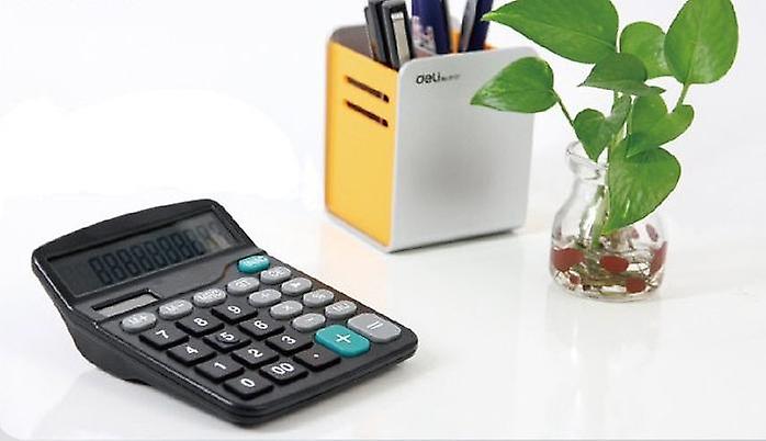 Calculatrice De Bureau 12 Chiffres Avec Strass Cristal - Double Alimentation Solaire Et Batterie - Affichage LCD, Blanc