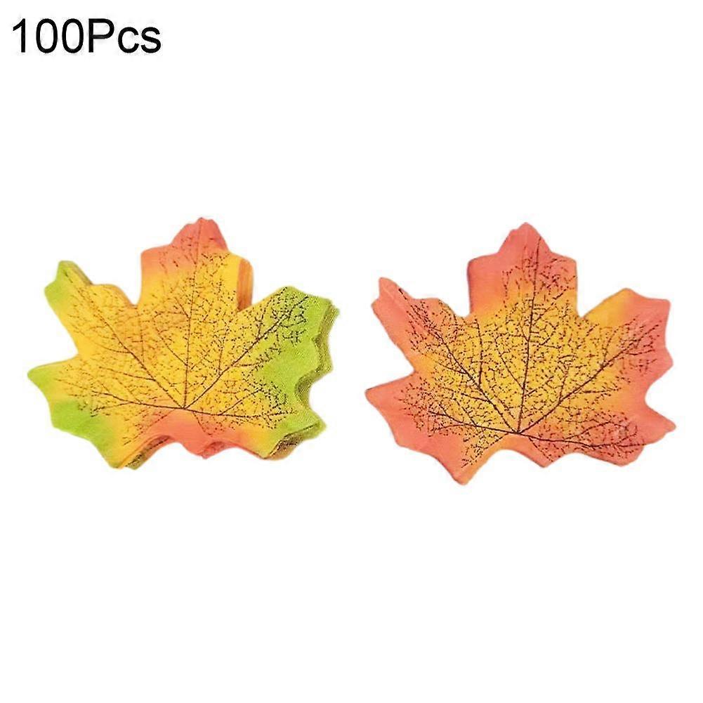 Multicolor Fabric Maple Leaves - 100-200Pcs Autumn Party Decor With Realistic Veins