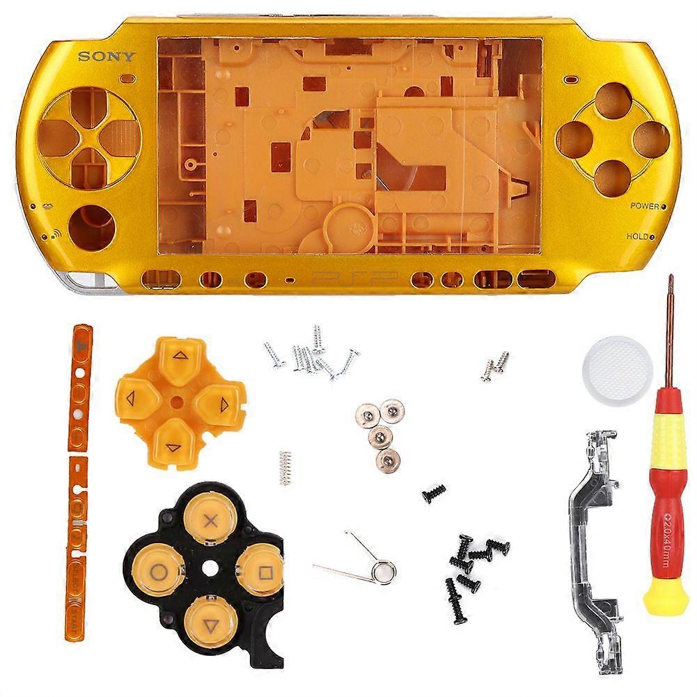 For PSP3000 Game Console Case Full Housing Shell With Screwdriver Wearable Compact(Yellow)