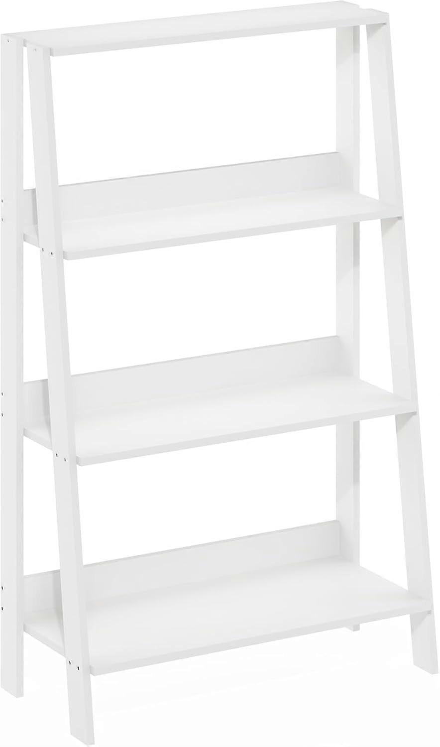 Ladder Bookcase Display Shelf, 4-Tier, White