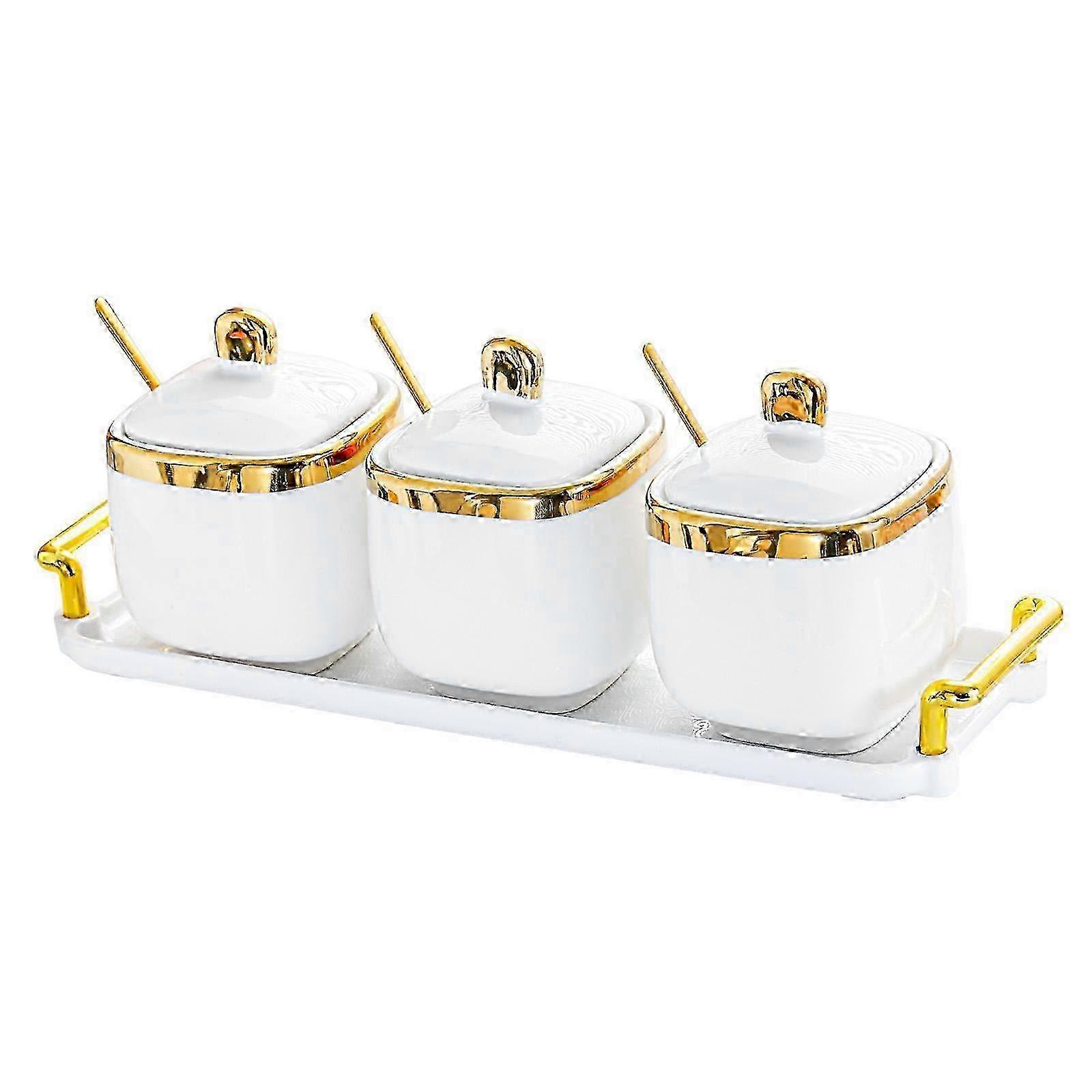 Ceramic Spice Storage Jar for Kitchen, Airtight Condiment Container with Lid, Sugar Salt Organizer