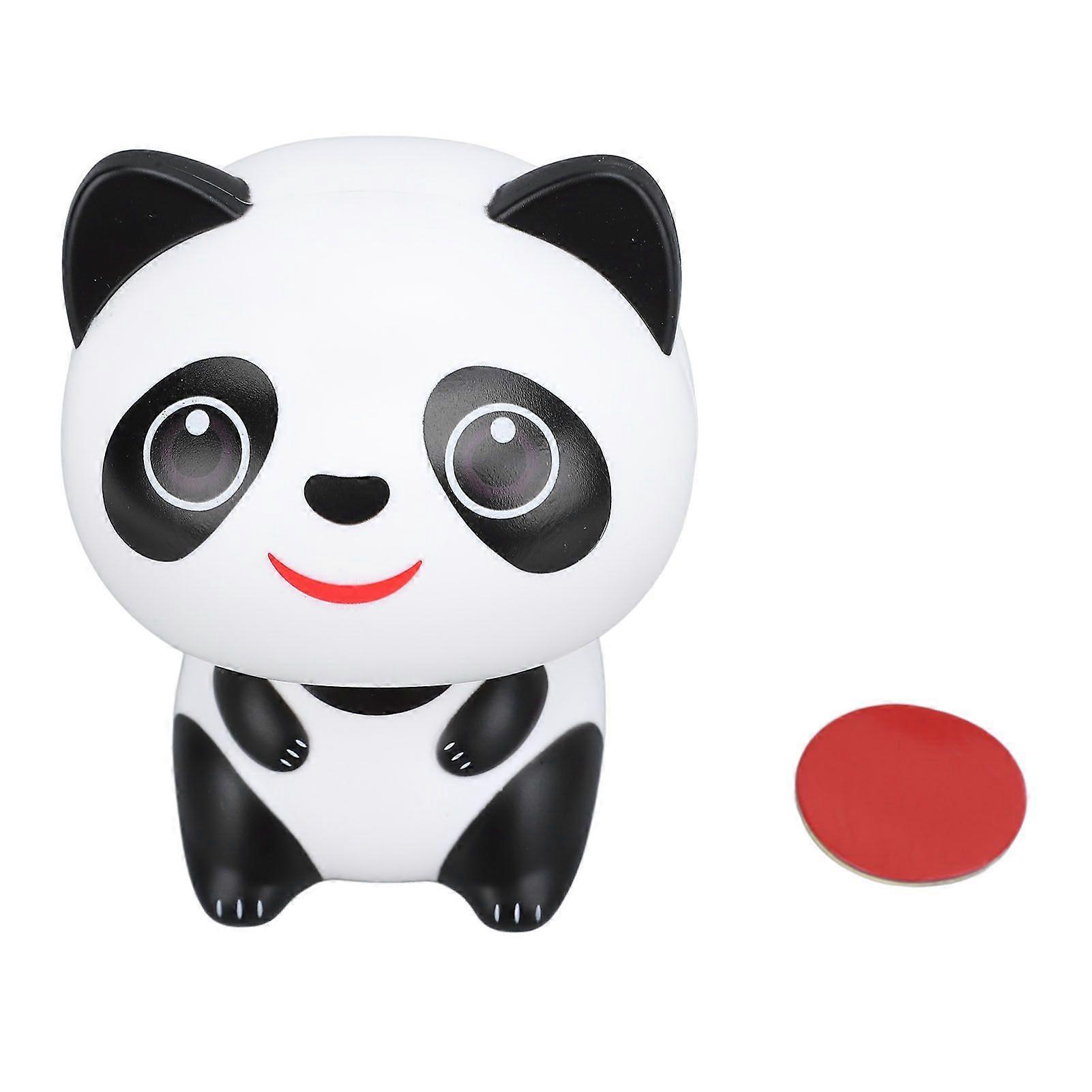Solar Powered Nodding Panda Figurine ABS Light Sensing Cute Smiling Panda Car Dashboard Ornament for Home Decoration Housewarming Gift