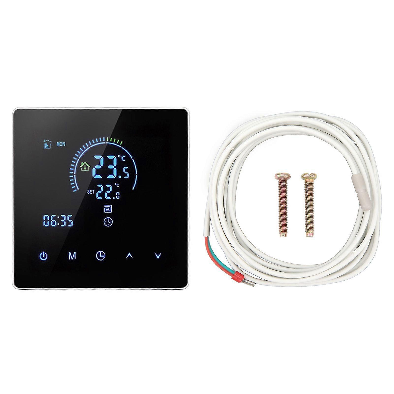 Smart Thermostat Programmable Digital Large Touch Screen Wall Mounted Heating Thermostat Compatible for Tuya 3500W AC90240V 16A(with 3m Sensing Line)