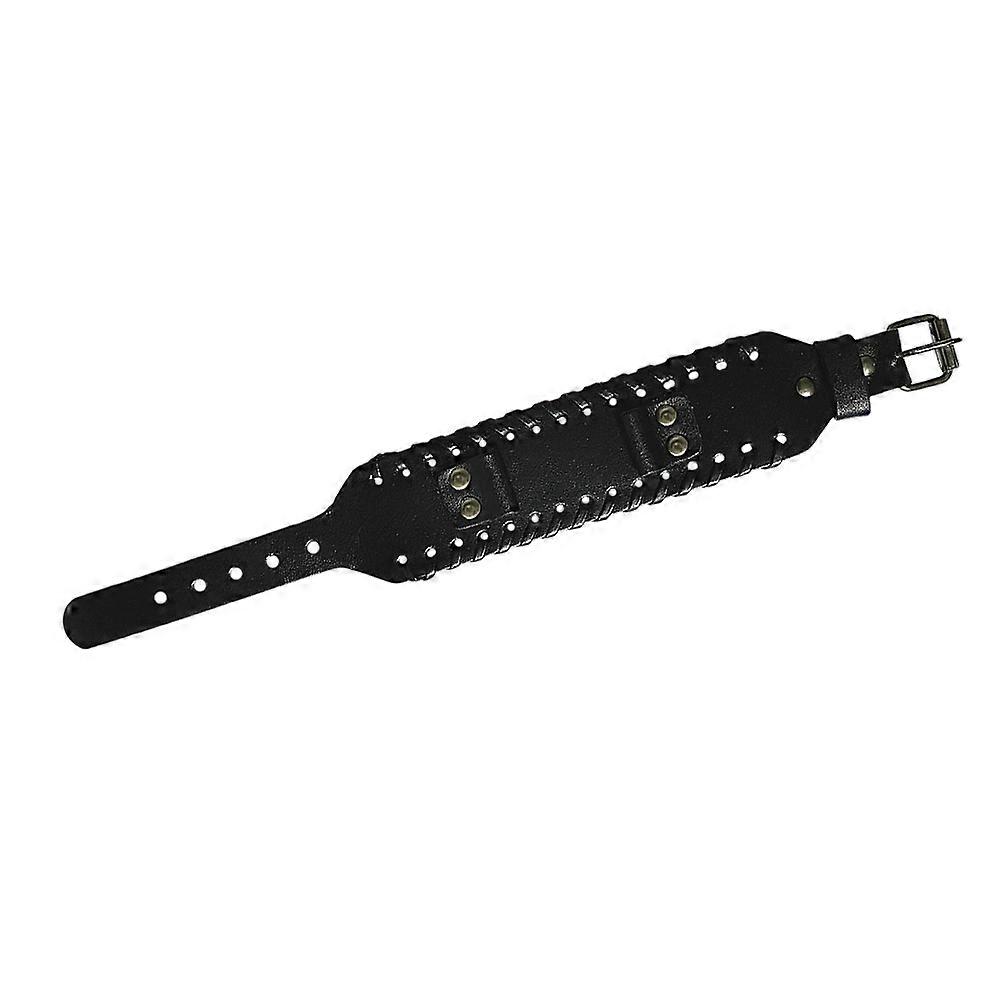 Black Cowhide Watch Strap for Wide Bracelet Replacement 2Pcs