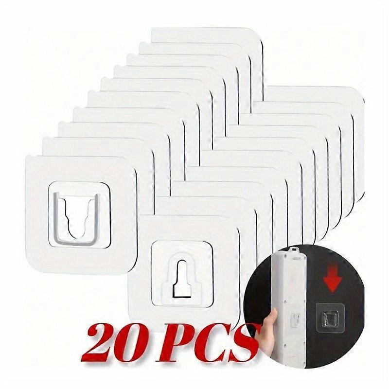 20pcs Double Sided Adhesive Wall Hooks, Strong Transparent Suction Cup Pendants, Kitchen And Bathroom Storage Socket Brackets