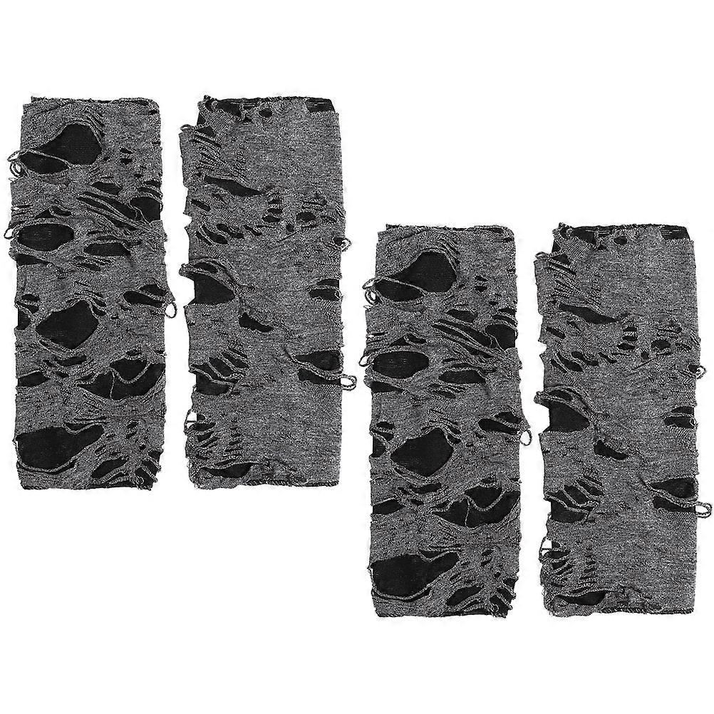 Halloween Gloves Elastic Fingerless Gloves for Men 4Pairs Black