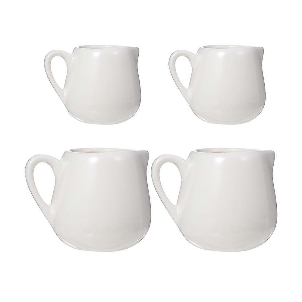 Ceramic Milk Jug Coffee Shop Milk Jugs for Home Use White with Handle 4Pcs