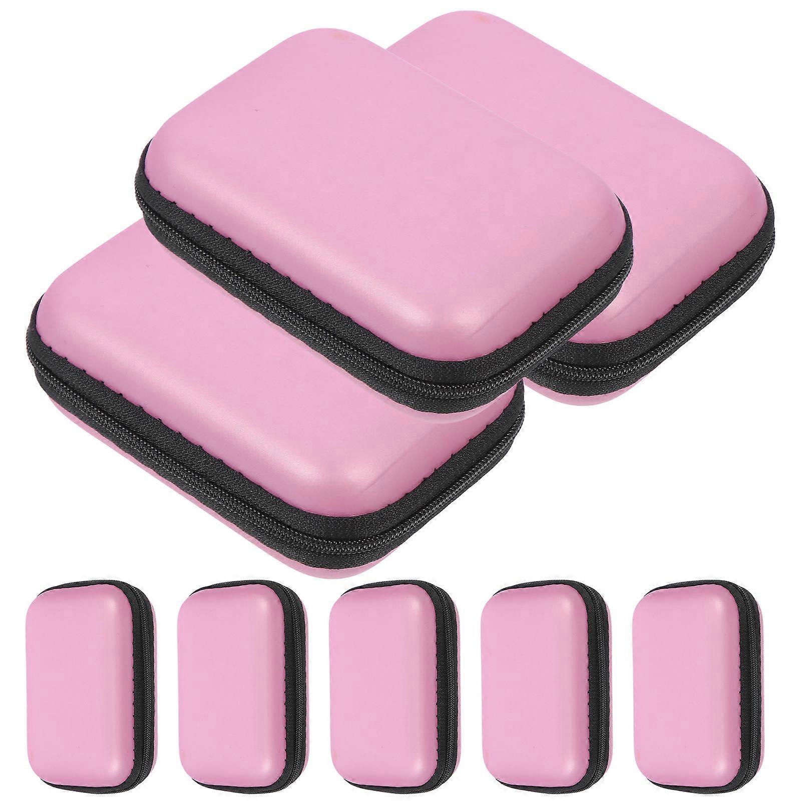 Portable 16Pcs Gadget Cable Pouch For Business Trip Organizing Electronics Accessories In Pink Rectangular Shape With Functional Protection
