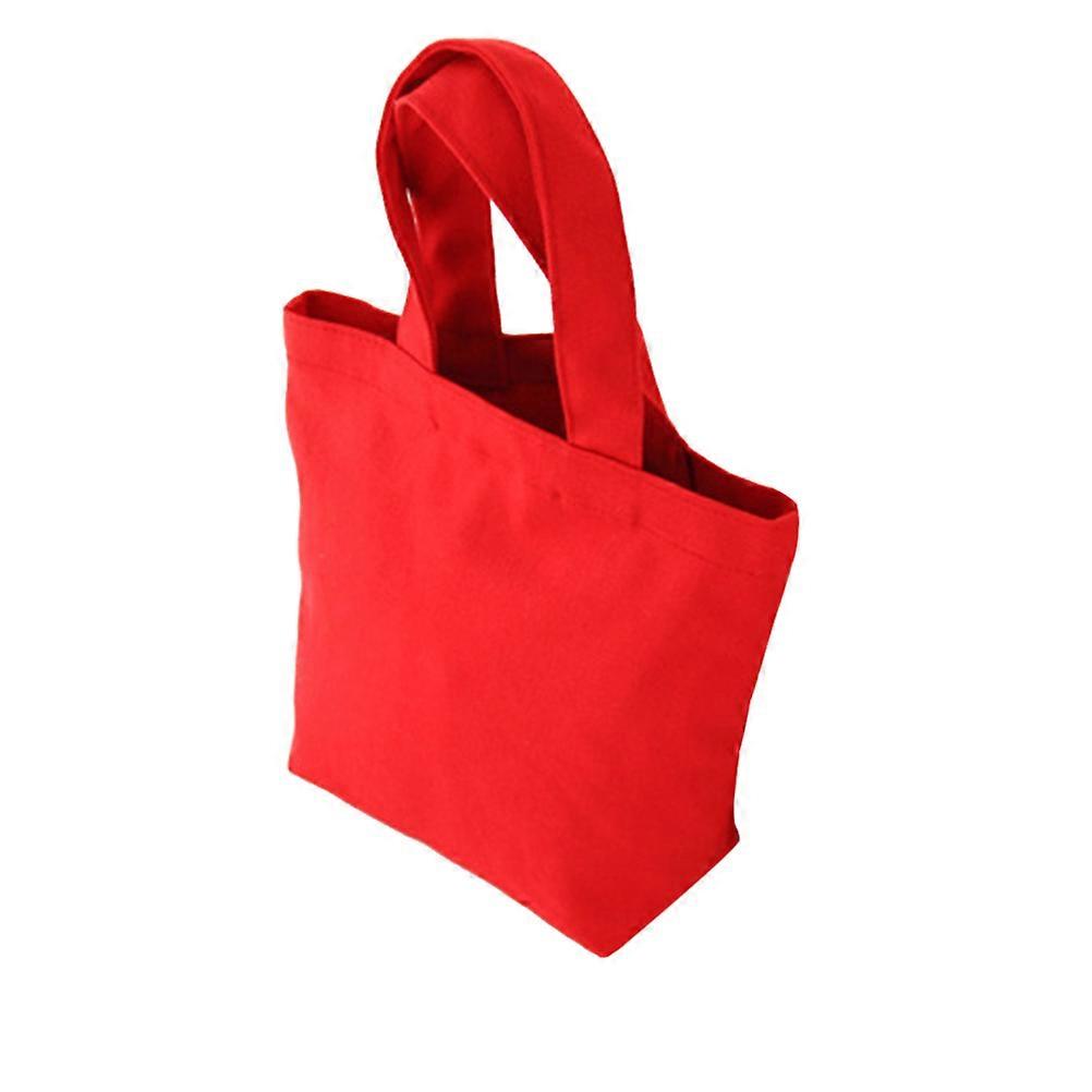 Lunch Handbag Canvas Tote Bag for Articles Storage 2Pcs Red Simple Fashionable