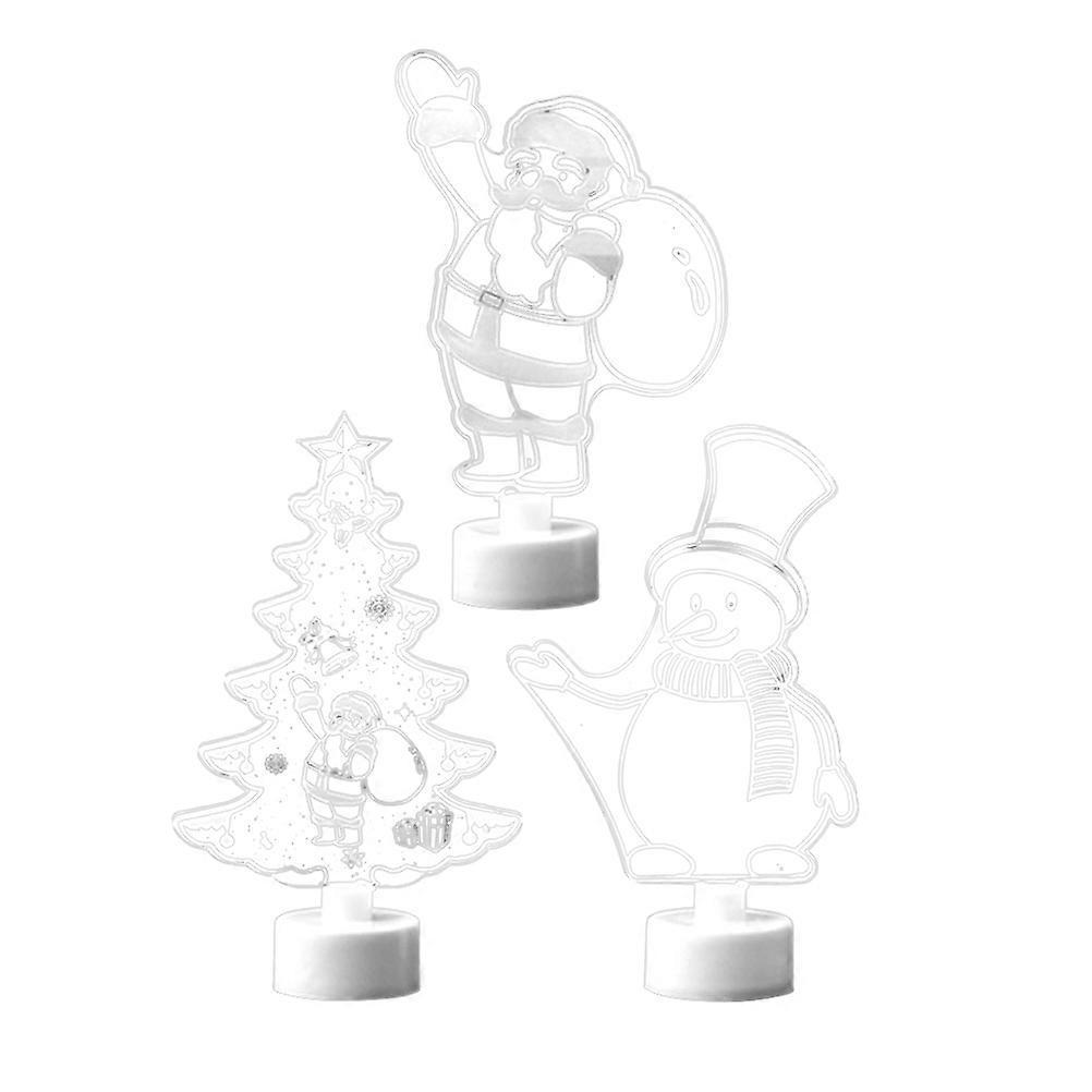 Christmas Tree Night Light Acrylic LED Desk Lamp for Lighting 3Pcs Set