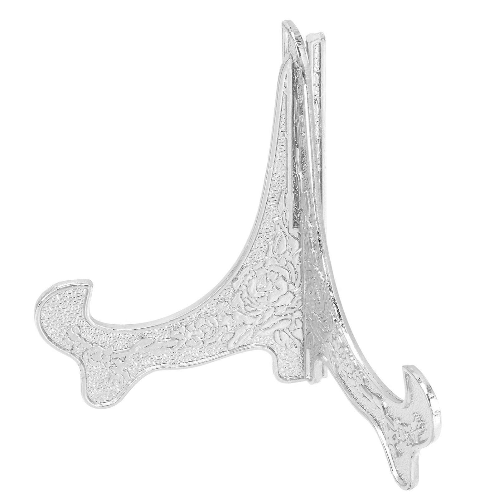 Metal Plate Display Stand Zinc Alloy Easel for Home 2Pcs Silver Holder