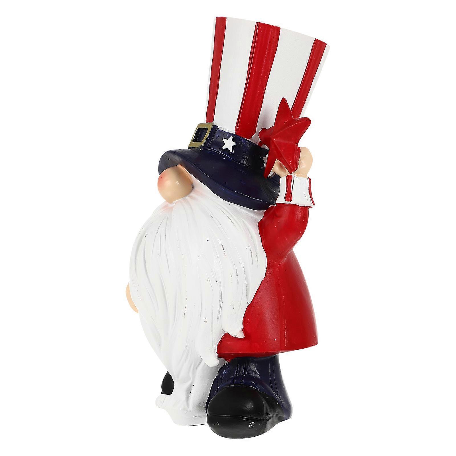 Independence Day Dwarf Statue Resin Ornament Festival Atmosphere Creation 8X8CM 2Pcs
