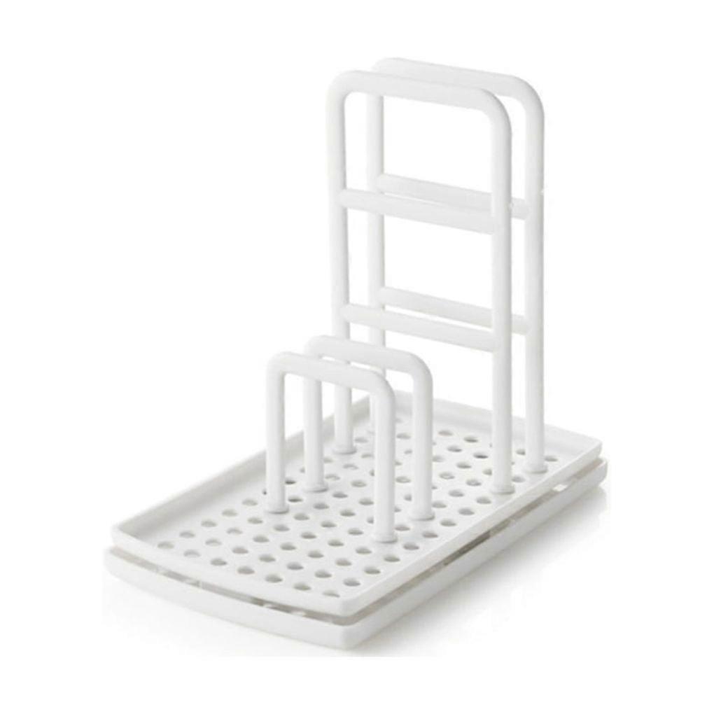 Tssuoun Sink Drain Rack Kitchen Hanging Bar Hanger Draining Towel Basin Shelf Countertop Sponge Rag Organizer Holder with Removable Tray White