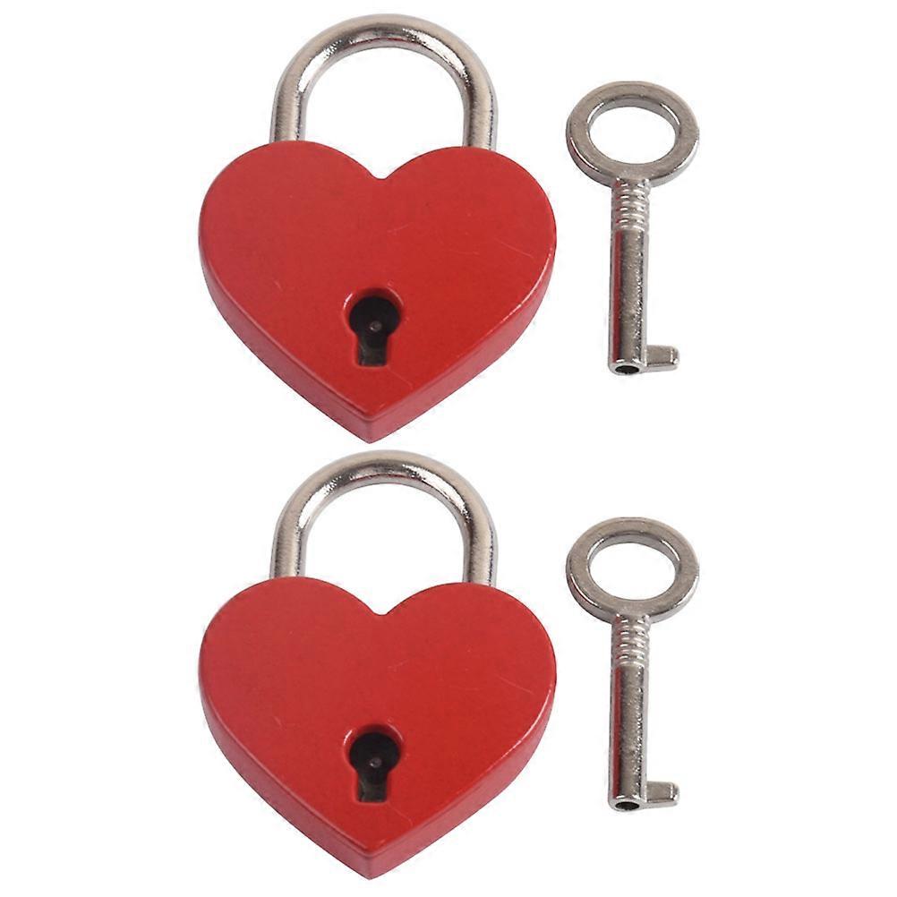 Love Locks Mini Heart Shaped Padlocks for Decoration 4Sets Small Red Key Locks