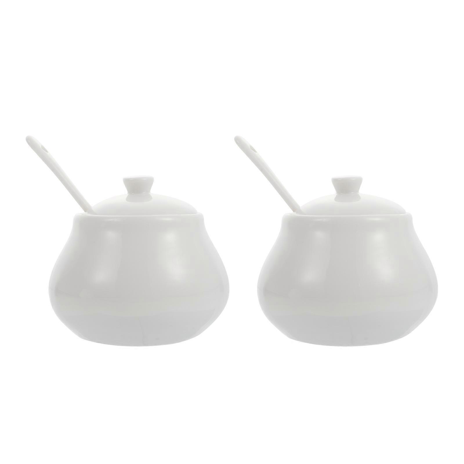 4Pcs White Ceramic Seasoning Containers for Home Kitchen Use