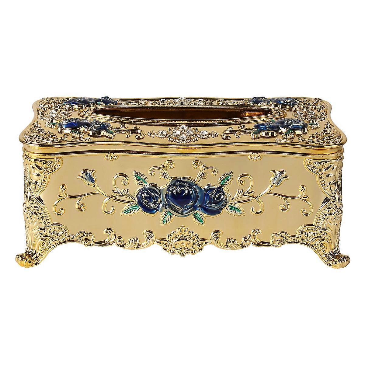 Rose Patterned Tissue Box for Storage 2Pcs European Style Napkin Holder