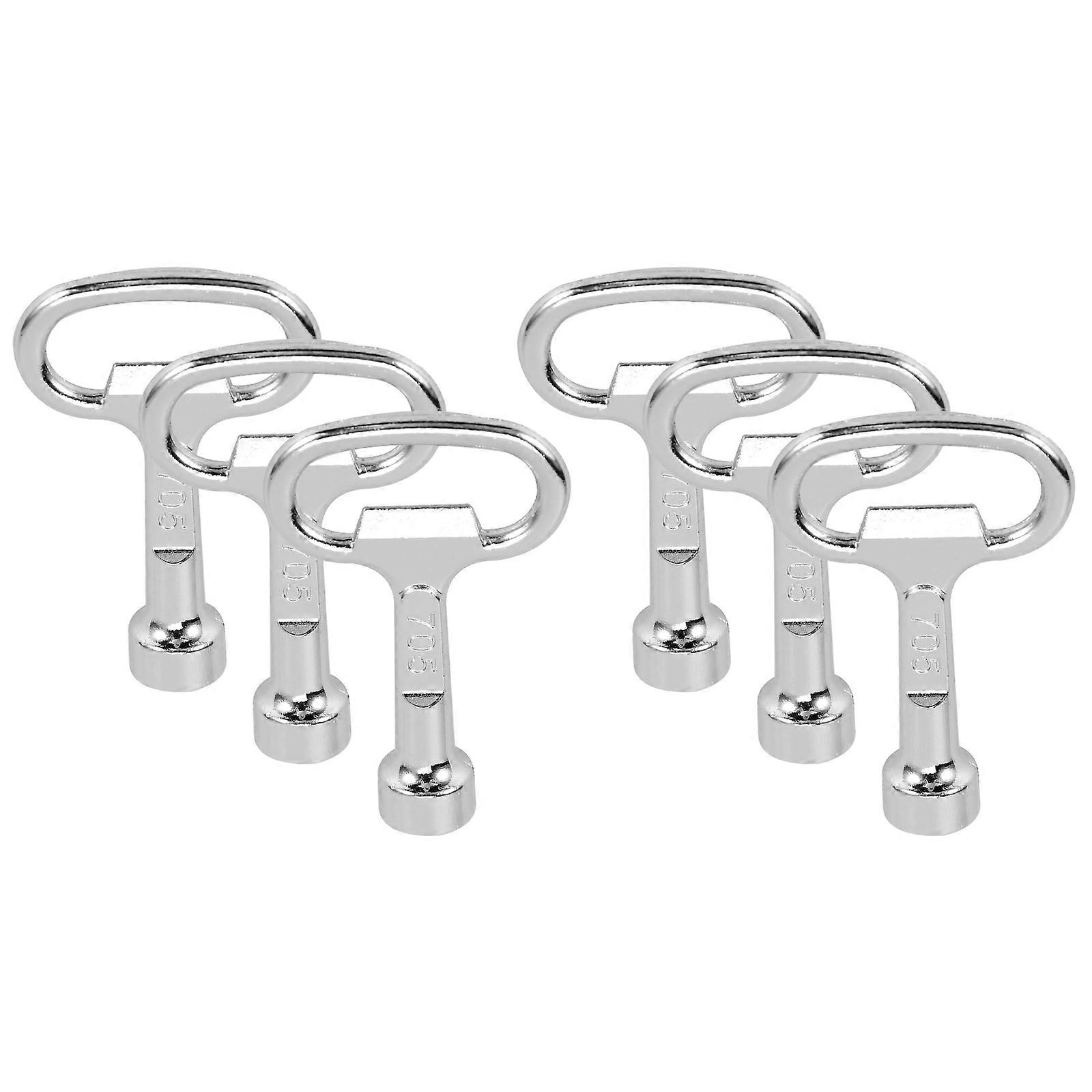 Four Corner Key Plumbers Keys for Distribution Box Access 6Pcs Silver Metal