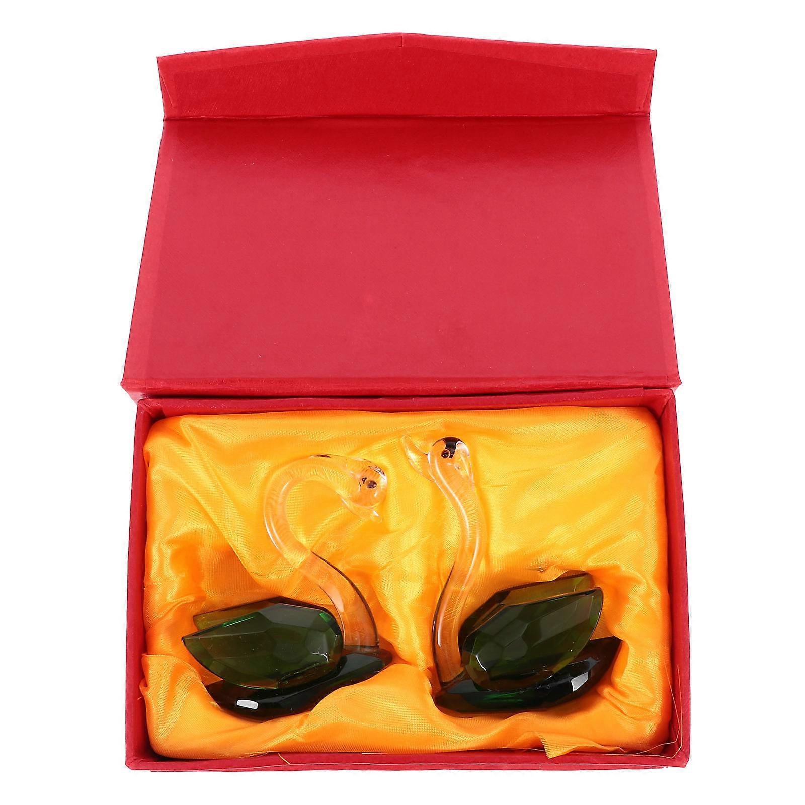 Decorative Crystal Crafts Swan Artware for 2Pairs Synthetic Quartz