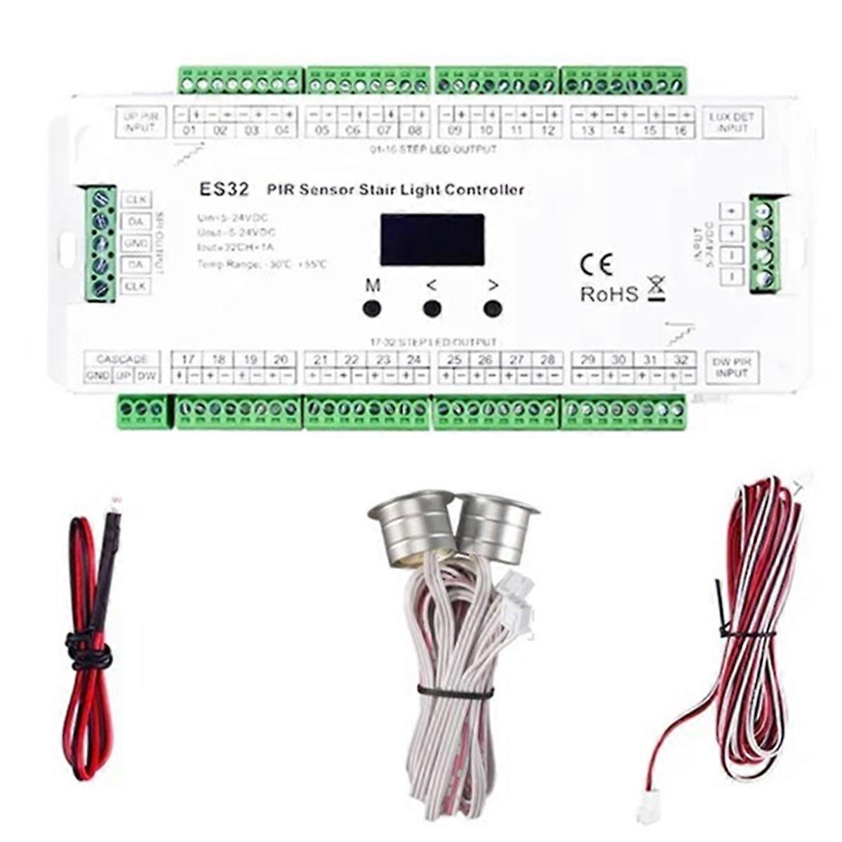 32CH PIR Sensor Stair Light Controller RGB Pixel SPI LED Strip Dimmer