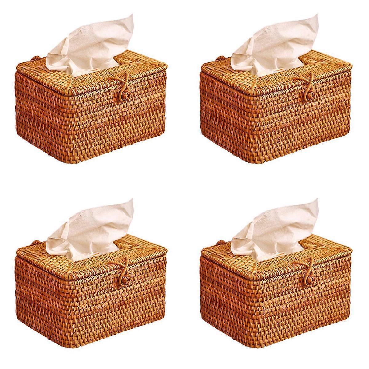 Rectangle Paper Rack Rattan Tissue Box Handmade Tissue Storage Case