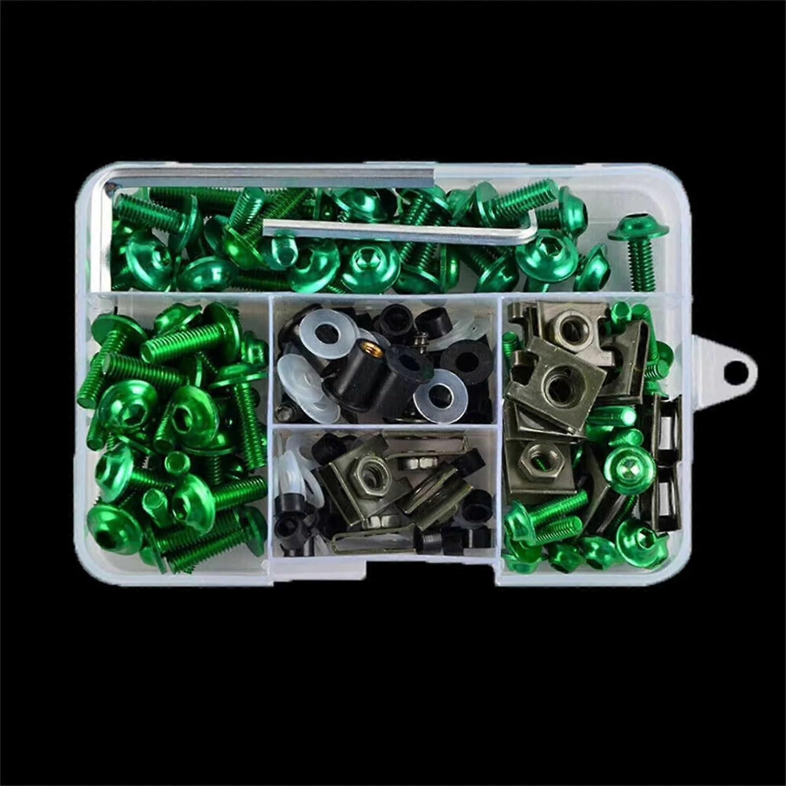 Compatible With 177PCS Motorcycle Screws Windshield Screw Set Fairing Bolts Kit Green