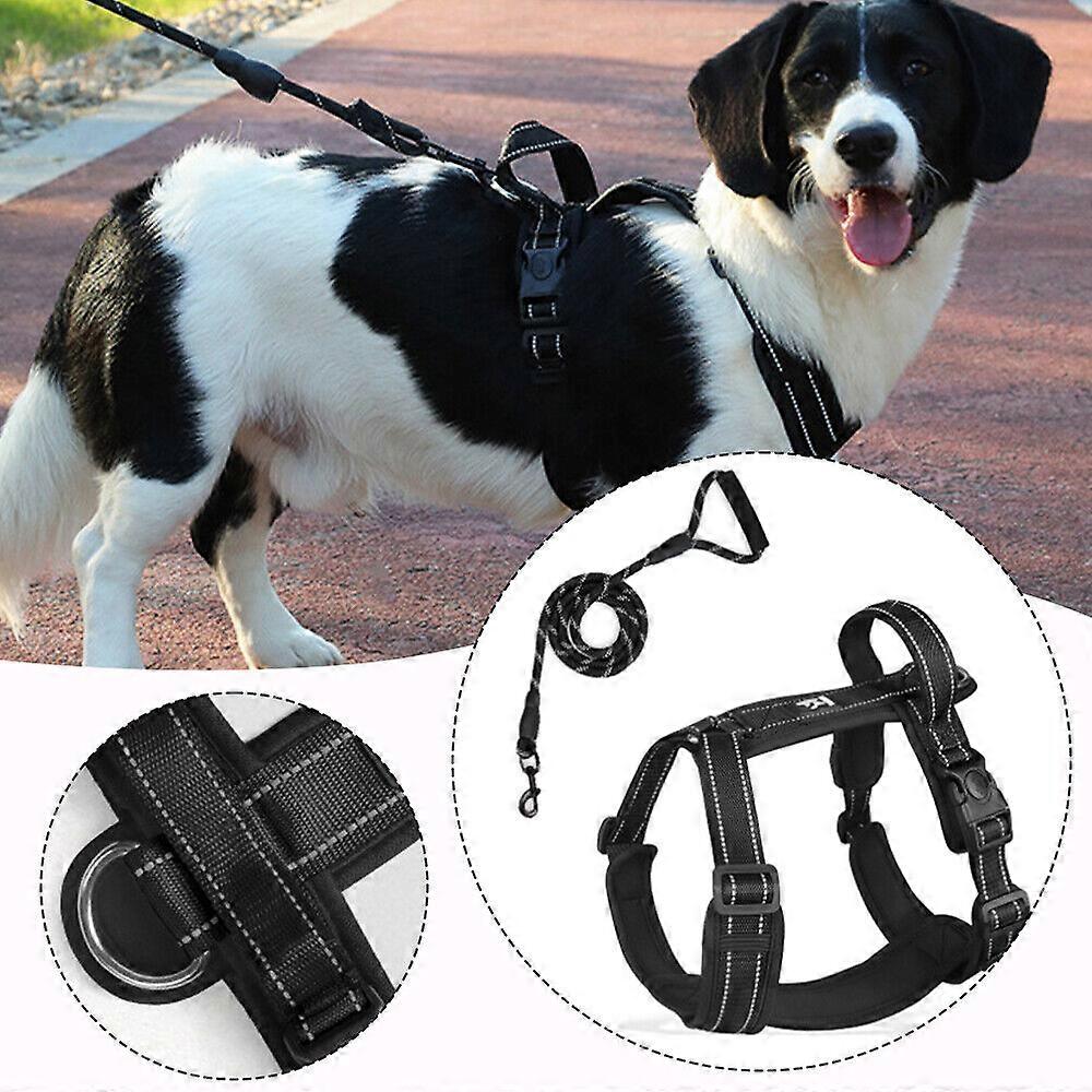 Pet Dog Anti Shock Harness No Pull With Sturdy Handle With Lead Attachments Set
