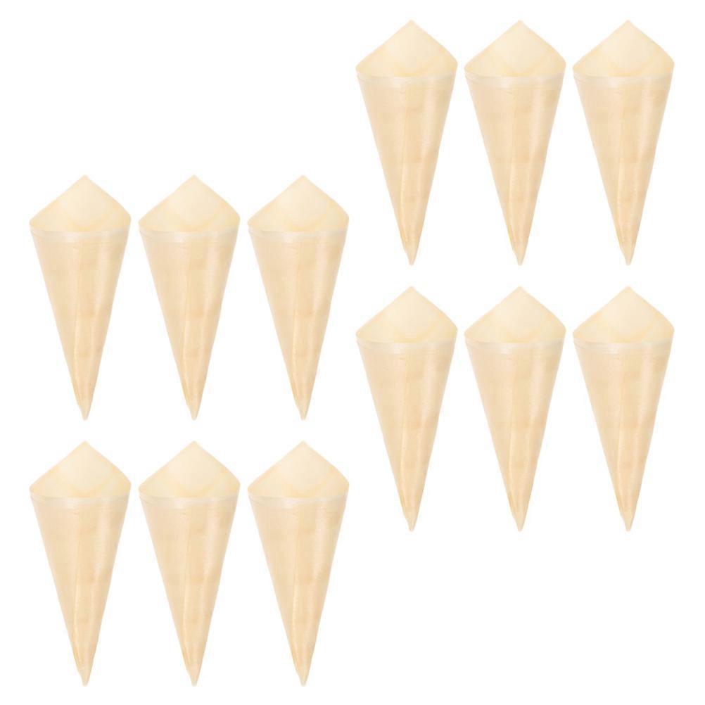 Degradable Wood Cones Disposable Cone Cups for 100Pcs Ice Cream Serving
