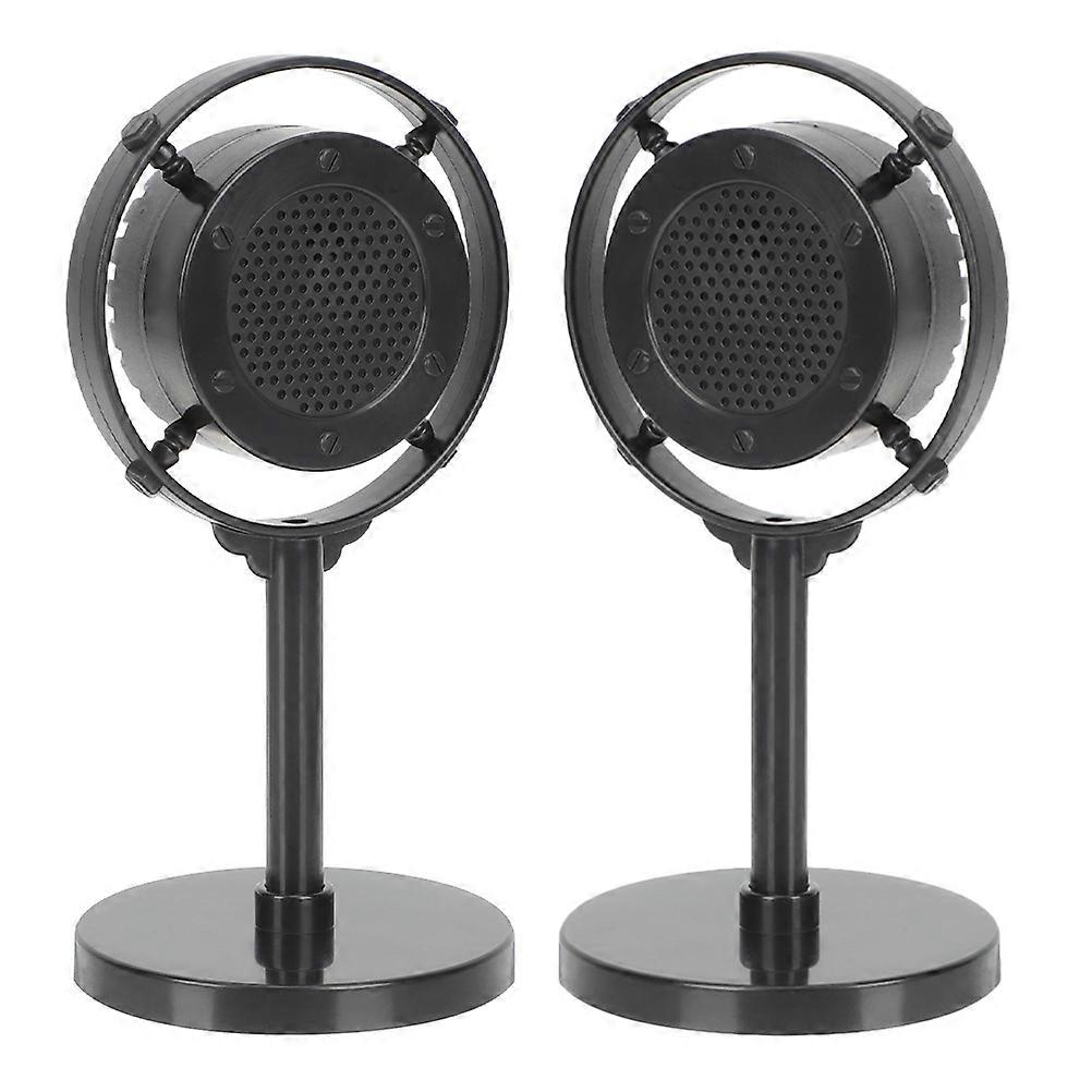 6Pcs Vintage Microphone Model for Decoration Black Retro Prop Set
