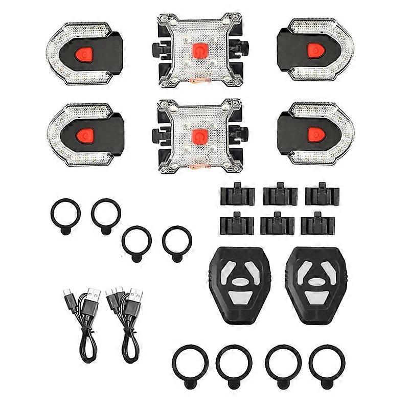 Bicycle Front Rear Warning Light Wireless Control Bike Turn Signal USB Rechargeable Tail