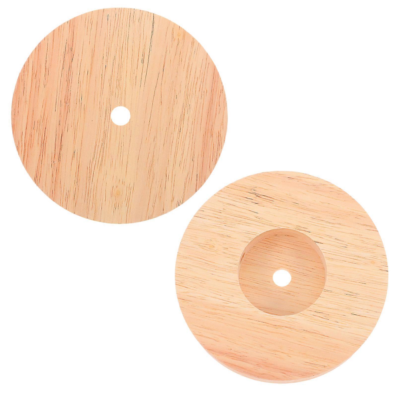 Wooden Round Lamp Base for Table Lamp Replacement 4Pcs DIY Set